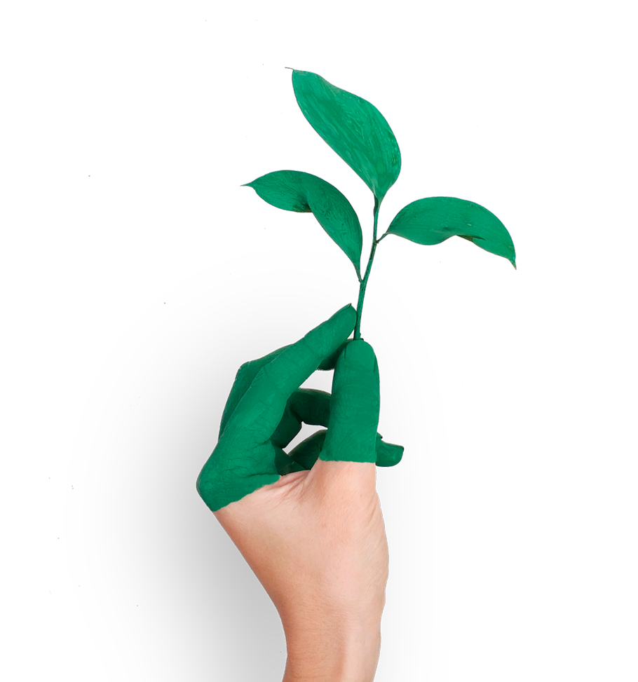 Grüne Hand mit Pflanze